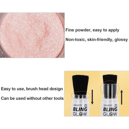 Glitter Powder Highlighter Makeup, Fairy Highlight Shimmer Body Kit(06# Gold)