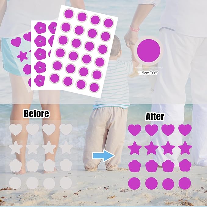 Sunscreen Applicator Kit, Sunscreen Roller Applicator with 3 Sheets UV Detection Stickers for Sunscreen, Beach Essentials for Family, Travel, Camping