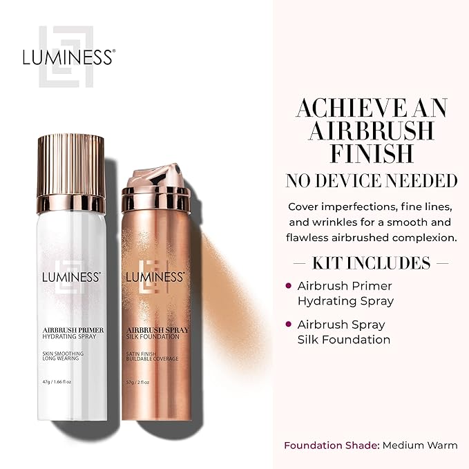 LUMINESS Silk Airbrush Spray Foundation & Primer Kit Medium Warm)
