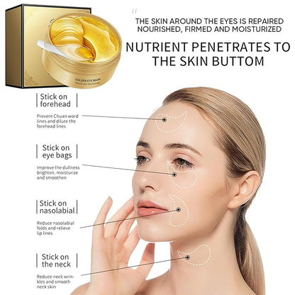 60 Pairs Lip Masks with Eye Mask, 24K Collagen Under Eye Patches for Dark Circles and Puffy Eyes, Reduce Lip Wrinkles, Anti Chapped & Remove Lip Dead Skin, Nourishes the Lip & Eye Skin