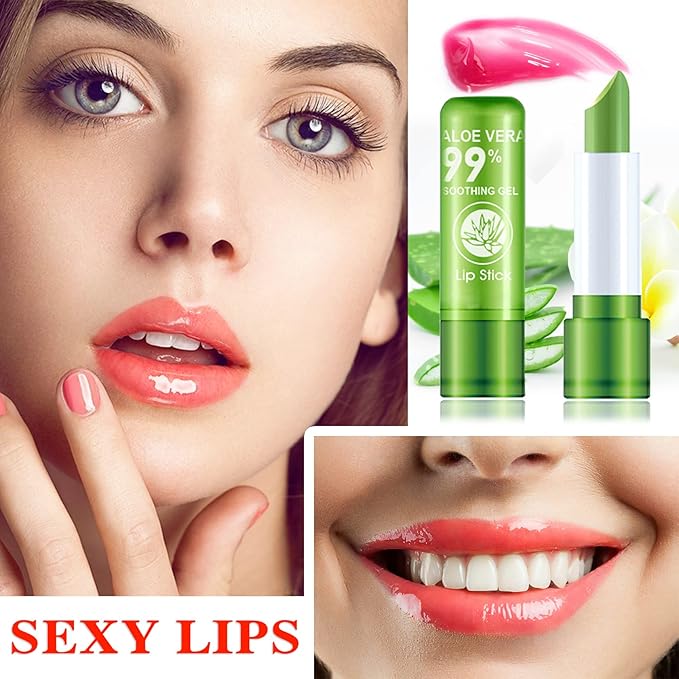 4 Pcs Aloe Vera Lipstick,Long Lasting Lip Care