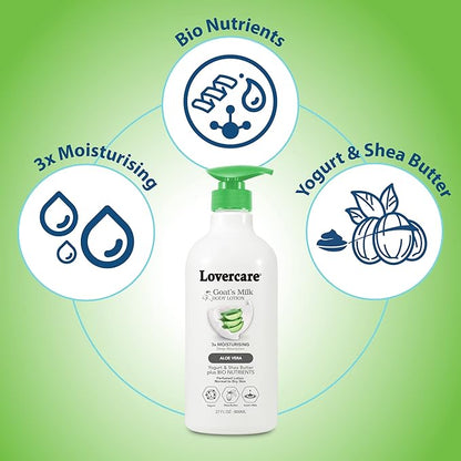 Lovercare Goat Milk Body Lotion for Dry Skin Aloe Vera 27.05 oz (800ml) - Single…