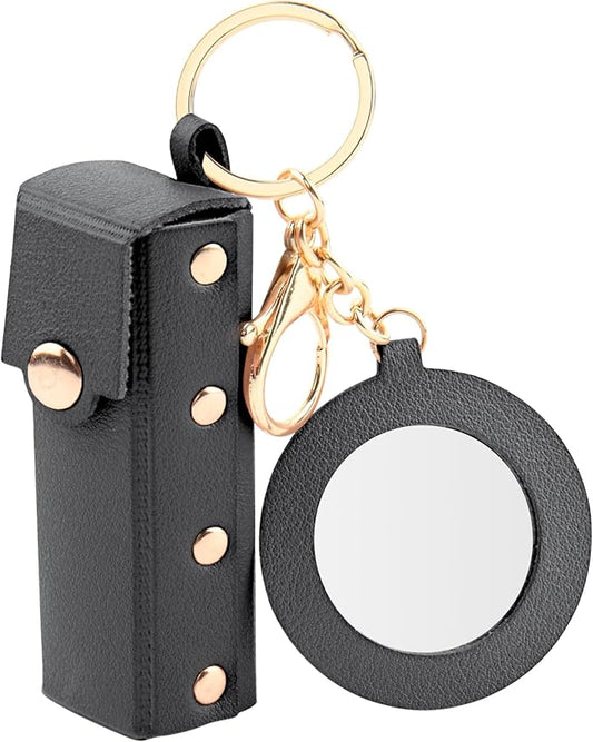 Lipstick Organizer Keychain Chapstick Case with Mirror Organizer