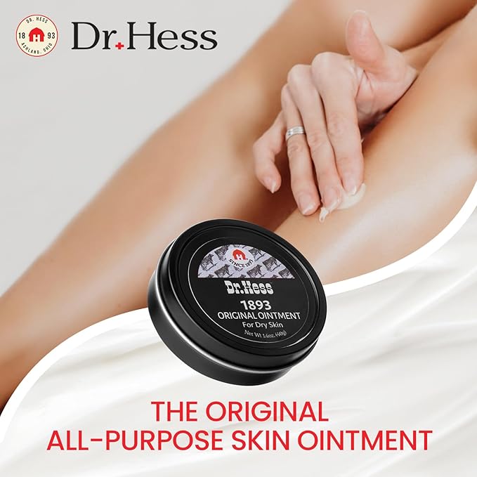 Dr. Hess' 1893 Original Udder Ointment, All-Purpose Nourishing Body Moisturizer for Healing Dry, Irritated Skin, Cracked Heels, Rashes, Chafing with Lanolin, Beeswax, & Eucalyptus Oil, 1.4 oz 4 Pack