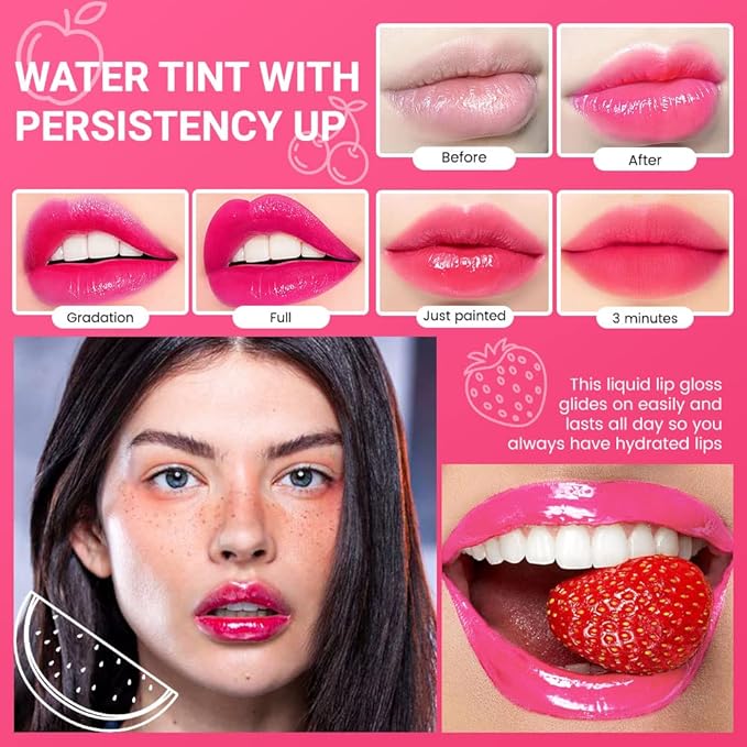BINGBRUSH 4Pcs Bright Vivid Color Lip Tint With BINGBRUSH