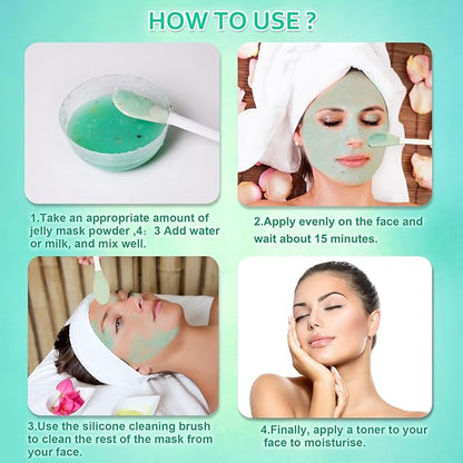 Jelly Mask for Facials Professional,Hydrating Deep Cleaning Face Mask Powder Set,(Hyalorunic Acid, Rose,24K Gold,VC Essence,Aloe Vera)