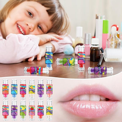 12 Pcs Cute Lip Gloss for Kids, Candy Shape Lip Gloss Set, Fruity Flavored Lip Gloss Set Lip Gloss in Assorted Fruity Flavors, Teen Girls Party Supplies Make-up for Ages 8-12