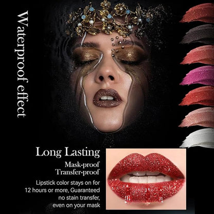 Glitter Lipstick, Women's Diamond Shiny Matte Lip Gloss, Glitter
