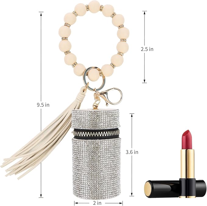 Lipstick Keychain, Leather Diamond Lip Gloss Holder, Stylish Gloss