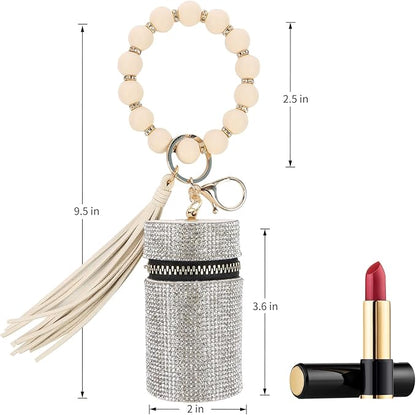Lipstick Keychain, Leather Diamond Lip Gloss Holder, Stylish Gloss