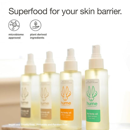 HUME SUPERNATURAL Dry Body Oil Spray - Moisturizing Oil for Dry Skin, After Shower Body Oils for Women and Men, Dry Oil Body Spray, Nourishing, Hydration, Glow, Probiotic, Desert Bloom, 2-Pack
