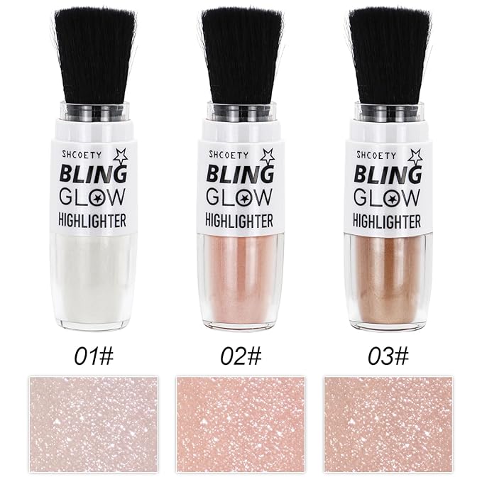 Glitter Powder Highlighter Makeup, Fairy Highlight Shimmer Body Kit(03# Champagne)