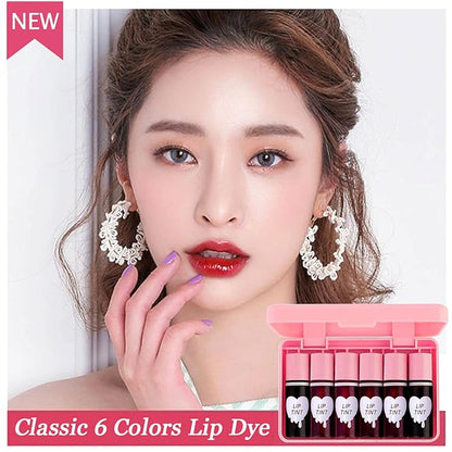6 Colors Lip Tint Stain Set, Korean Lip Gloss Lip Tint Stain Plumping Mini Liquid Lipstick, Multi-use Lip and Cheek Tint, Long lasting Non-Stick Cup Waterproof, High Pigment, Vivid Color, Lip Tint Makeup…