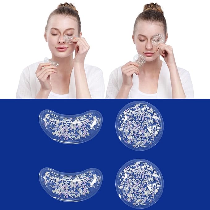 Gel Ice Pack Reusable Cooling Pads and Under Eye Patches, Hot & Cold Eye Treatment Pack for Redness and Pain Relief
