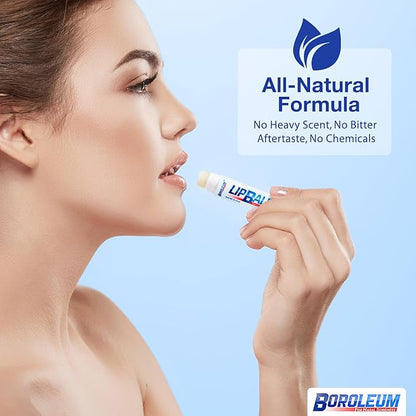 Natural Lip Balm by Boroleum | Best Chapped Lip Moisturizer for Dry Cracked Lips | All Natural Ingredients for Men Women and Kids | 4.25 gr. Tubes, 2 Lip Balms Per Pack