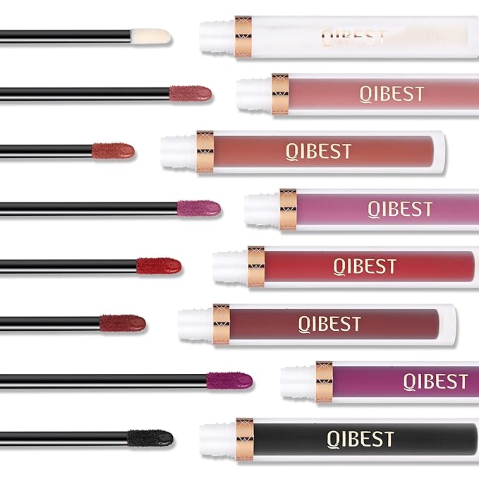 QiBest 7Pcs Matte Liquid Lipstick wiith 1Pc Lip