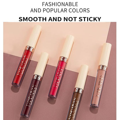 Matte Liquid Lipstick Sets, 6 Nude Colors Non-stick Gloss,