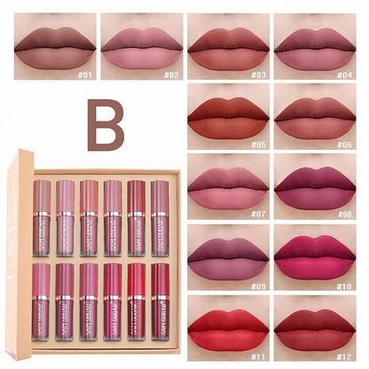 12 Colors Matte Liquid Lipstick Set, Nude Liquid Lipstick