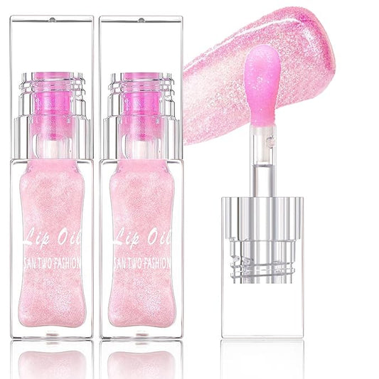 2 PCS Magic Color Changing Lip Oil, Moisturizing Color Changing Lip Gloss, Nourishing Repairing Lip Glow Oil Non-Sticky Primer Lip Tint Fresh Clear Lip Care