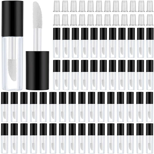 100 Pieces 1.2 ml Clear Mini Lip Gloss Tube Refillable Empty Lip Balm Gloss Containers Bottles Transparent Mini Lipstick Containers for Women Girls DIY Makeup (Black)