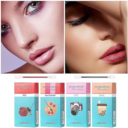 FLIPNEX 20Pcs Cotton Swab Tattoo Lipstick, Tattoo Lipstick Long