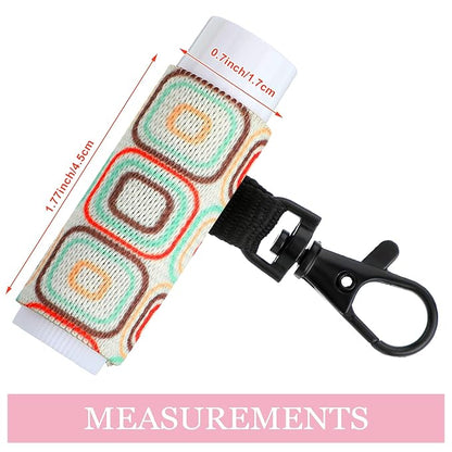 Sureio 10 Pack Lip Balm Holder Keychain Compact Clip On lipstick Holder Lip Gloss Holder Keychain Elastic lipstick Sleeve Clip (Rustic Style)