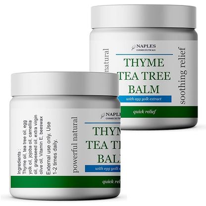 Thyme and Tea Tree Oil Balm with Egg Yolk Oil Cystic Acne Relief, Blind Pimples, Soothing Salve Irritations, Bartholin Cyst, Eczema, Psoriasis