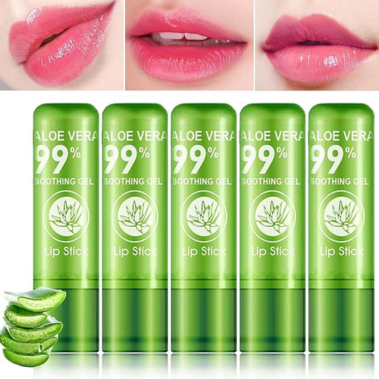 5 Pcs Aloe Vera Lipstick,Color Changing Change Lipstick Changing