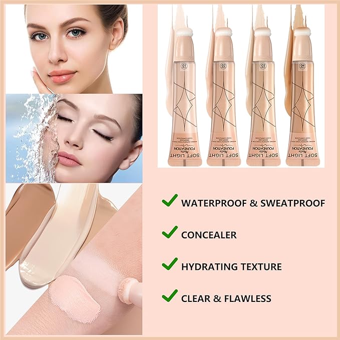 Air Cushion Foundation Beauty Wand Kit,Matte Concealer Foundation Women -03Natural