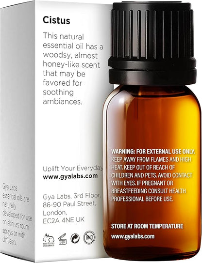 Gya Labs Cistus Essential Oil for Hair - 0.34 Fl Oz - 100% Pure Natural Cistus Oil for Diffuser, Skin, Aromatherapy, Candles & Soaps Making - Balsamic, Woody Scent