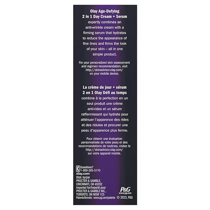 Olay Face Serum by Age Defying Anti-Wrinkle 2-in-1 Day Cream Plus Face Serum, Aloe Vera, 1.7 Fl Oz