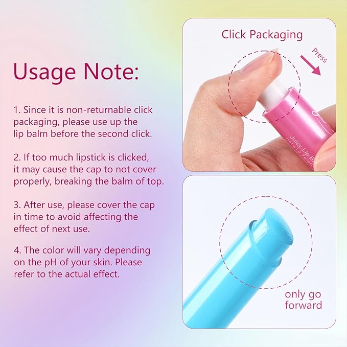 KYDA Juice Jelly Tinted Lip Balm, Glossy Color Changing Lipstick, Dewy Glow Lip Color, Click Packaging Moisturizing Lip Balm with Vitamin E, #Berry