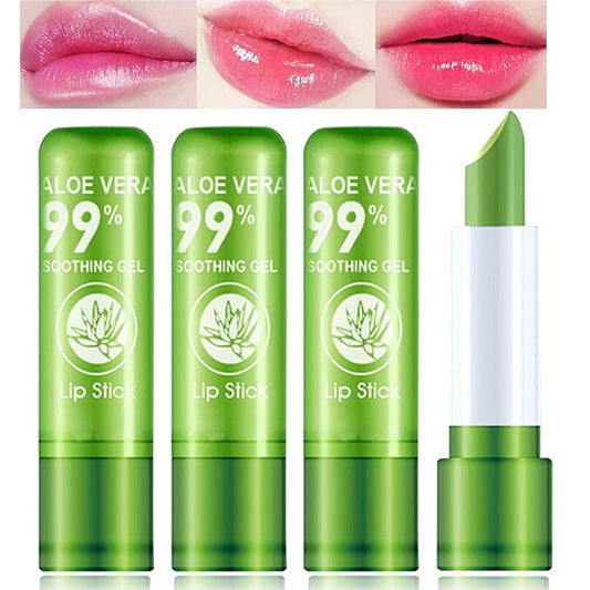 4 Pcs Aloe Vera Lipstick,Long Lasting Lip Care
