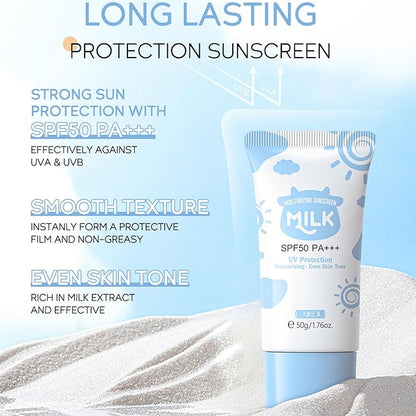 Milk Skin Care Kit, 8Pcs Moisturizing Face Care Set, Deep Clean, Nourish Skin, Facial Skin Care Sets with Cleanser, Exfoliating Scrub, Hand Wax, Eye Cream, Moisturizing Cream, Sunscreen