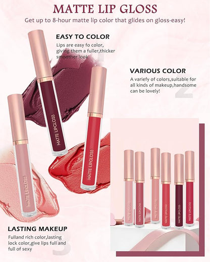 3Pcs Matte Liquid Lipstick Set, High Pigmented Lip High