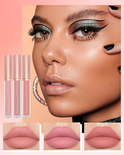 3Pcs Matte Liquid Lipstick Set, High Pigmented Lip High