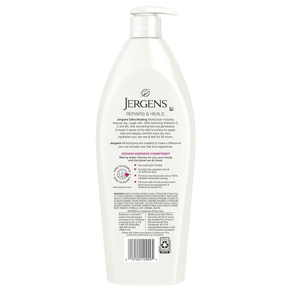 Jergens Ultra Healing Dry Skin Lotion, Hand and Body Moisturizer for Quick Absorption into Extra Dry Skin with Hydralucence Blend, Vitamins C, E and B5, White, 21 oz, Pack of 3