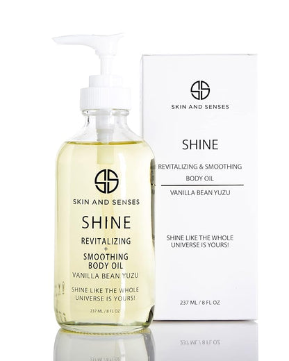 Shine Revitalizing & Smoothing Body Oil Vanilla Bean Yuzu –100% Natural, plant-based ingredients Loaded with an Organic blend of Healing Oils and Vitamin E, that deeply soothe, restore