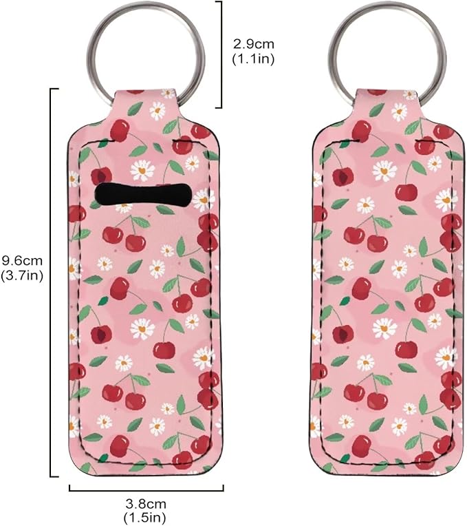 Horeset Women's Lipstick Holder Keychains, Simple Pocket Cherry Gloss