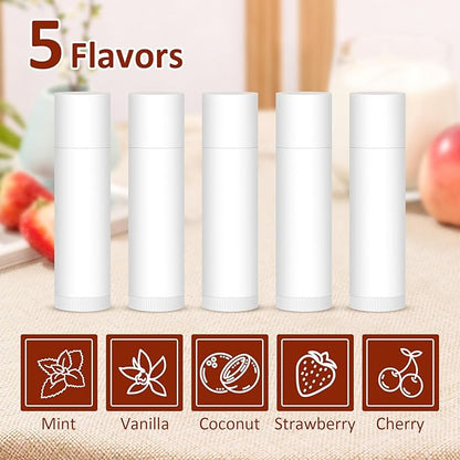 120 Pack Lip Balm Unlabeled, Natural Lip Balm Bulk Blank Tube, Personalized Lip Balms for Party Favors Adults and Bridal Shower Favors or Baby Shower Gifts-5 Flavors