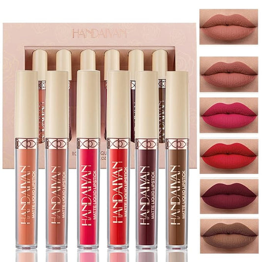 Matte Liquid Lipstick Sets, 6 Nude Colors Non-stick Gloss,