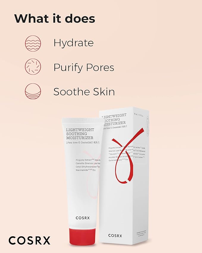 COSRX AC Collection Lightweight Soothing Moisturizer, 80ml / 2.70 fl.oz | Aloe Vera Leaves Extract 71.2% | Animal Testing Free, Paraben Free