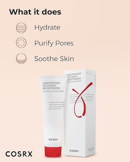 COSRX AC Collection Lightweight Soothing Moisturizer, 80ml / 2.70 fl.oz | Aloe Vera Leaves Extract 71.2% | Animal Testing Free, Paraben Free
