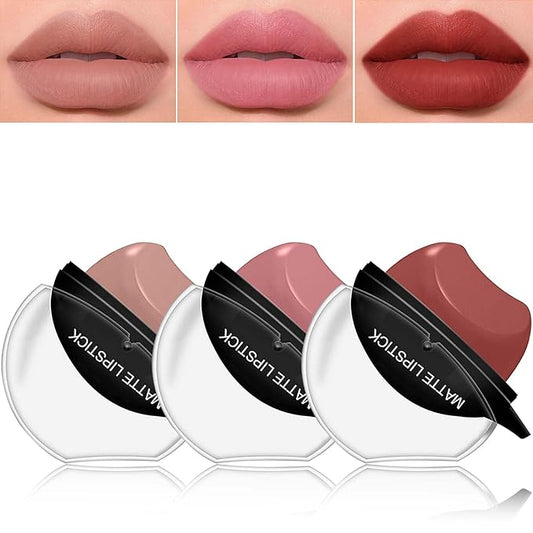 3 Pcs Matte Velvet Lazy Lipstick Set,Waterproof Long Long
