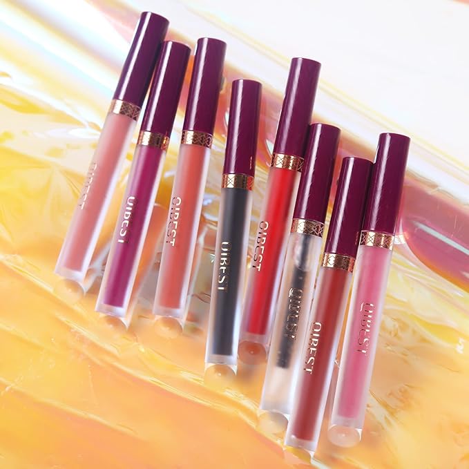 QiBest 7Pcs Matte Liquid Lipstick wiith 1Pc Lip