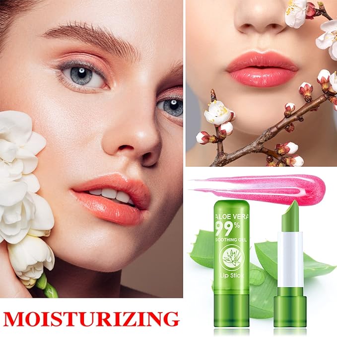 4 Pcs Aloe Vera Lipstick,Long Lasting Lip Care