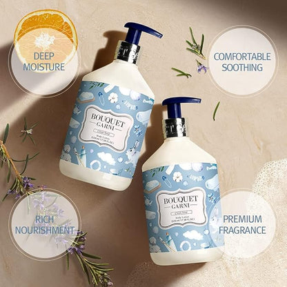 Bouquet Garni Body Lotion Clean Soap Fragrance - Long-lasting Moisture & Fragrance, Non Sticky Texture (Containing Shea Butter Rich in Vitamin A, C, E) - 17.6 oz