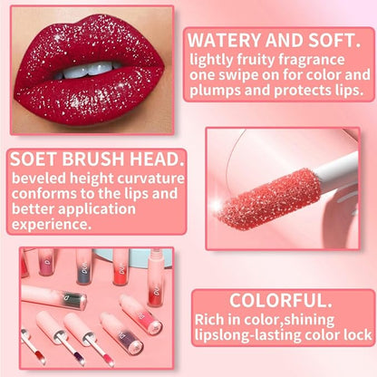 MAEPEOR Glitter Lipstick Set 5 Colors Non-Stick Cup Glitter