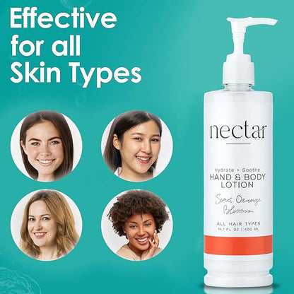 Nectar Pump Bottle Hand and Body Lotion - Moisturizing Lotion with Fresh Fragrance of Orange Flowers