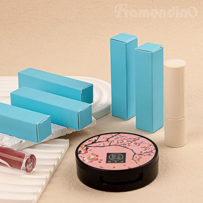 Framendino, 50 Pack Blue Kraft Lipstick Boxes Rectangle Reusable Lip Balm Packaging Cases Gift Wrapping Box for DIY Gift Packaging